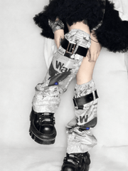 Punk Magazine & Butterfly Print Leg Warmers