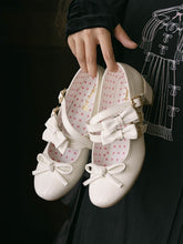 White Bow at Top Crisscross Design Lolita Shoes Detachable Bowknots