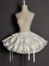 White Heart Buckle Strappy Tiered Ruffles Gothic Lolita Skirt
