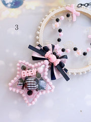 Star Bowknot and Bead Decora Kei Necklace 12 Color Options