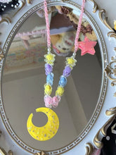 6 Color Options Moon And Star Pendant Beaded Necklace
