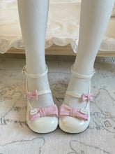 Sweet Lolita White & Pink Mary Janes - 2cm/5cm Heel & Cat Embellishments
