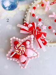 Star Bowknot and Bead Decora Kei Necklace 12 Color Options