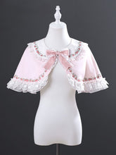Strawberry Dreams Pink Twill Cape with Peter Pan Collar & Lace Trim