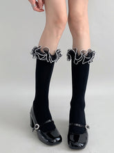 White/Black Ruffled Cuff Sweet Stockings