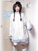 Tenshi Kaiwai Light Blue Sun Protection Hooded Jacket - Banded Collar with Full-Zip Front