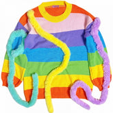 Colorful Rainbow Y2K Striped Pattern Knitted Sweater