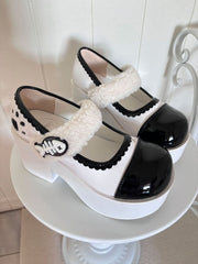 White Jirai Kei Claw Fishbone Design Platform Shoes