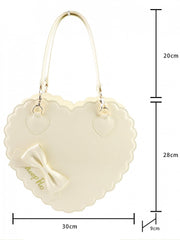 Sweet Yellow PU Leather Crossbody / Hand Bag - Heart-shaped Lolita Bag with Bow & Zipper