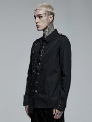 Men's Black Punk Asymmetric Shirt
