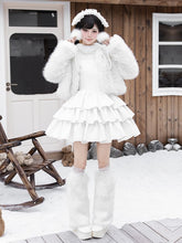 White Winter Lolita Quilted Fluffy Coat
