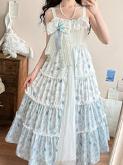 Sea Shell and Starfish Print Lolita Dress White and Blue