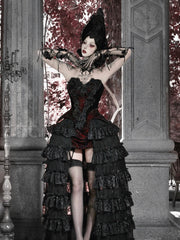 Floral Embellished Black Sheer Gloves with Ribbon Ties