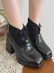 White/Black/Gray Turn-Down Collar Button Design Socks