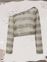 Plus Size Asymmetrical Neckline Wasteland Punk Brown Striped Coverup