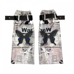 Punk Magazine & Butterfly Print Leg Warmers