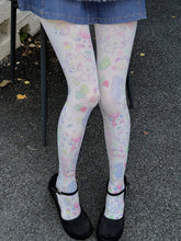 White Sweet Goldfish Print Cartoon Tights