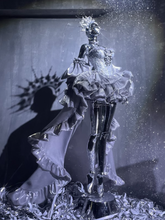 Silvery Balletcore Lace-up Corset Top + Big Bow Train + Skirt + Sleeves Full Set