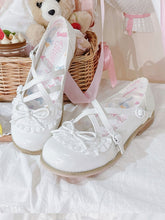 White Crisscross Design Lace Trim Bow at Top Lolita Shoes