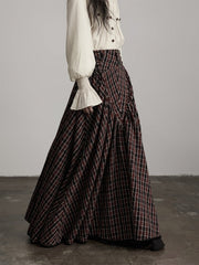 Urban Goth Black Retro Tartan A-Line Skirt