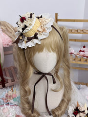 Yellow/Pink/Blue Sweet Lolita Cake Shaped Mini Hat with Lace and Bow Decorations