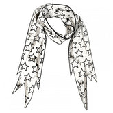 White Star Asymmetrical Hem Distressed Scarf