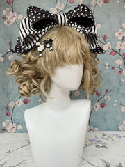 Pink / Black&White Bowknot KC with Poodle Embroidery Patch