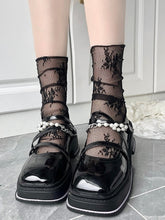 Nude/Black Floral Pattern Mesh Tulle Socks