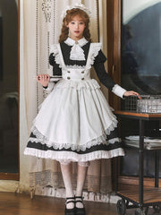 White Lace Trims Maid Lolita Apron