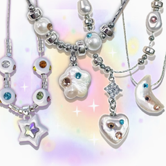 Y2K Colorful Rhinestone and Beaded Decorated Necklace 5 Options