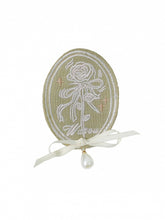 White Bowknot Green Floral Embroidery Badge