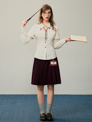 Clearance - Size S for Waist 66cm Gryffindor Dark Red Side Slit Preppy Sytle Pleated Skirt Harry Potter and KYOUKO Collaboration