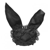 Black Lace Trim Heart-shaped Mini Hat with Bunny Ears
