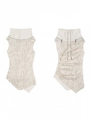 Apricot Punk Asymmetrical Multi-Wear Vest with Zipper Neckline & Drawstring Collar