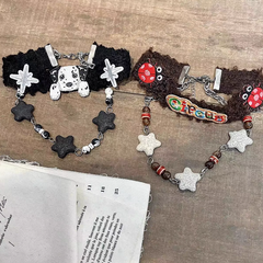 Y2K Puppy/Circus Design Choker with Star Pandent