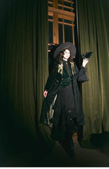 Steampunk Black Wizard Robe Coat With Detachable Hood