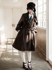 Brown Dark Academia Cape Design Coat with Quilted Cotton Lining Little Detective Vibes