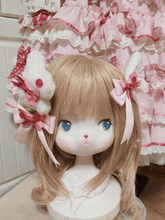 White/Pink Sweet Lolita Plush Bunny Hairclip + Two Bowknot Hairclips