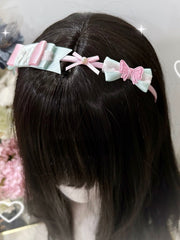 Yellow&Pink/Pink&Green Beaded Decorated Bowknot Details KC