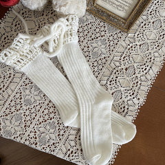 Ribbed Socks with Drawstring Cuffs
