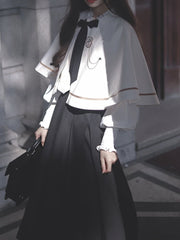 JK Uniform White Cape with Self-tie Straps
