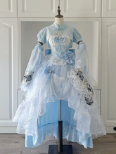 Plus Sizes Available Blue Princess Lolita Boned Waist Top + High-low Skirt Full Set