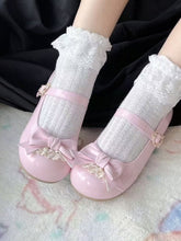 Sweet Lolita Pink Mid-heel Mary Jane Shoes with Bow Accents & Snap Design