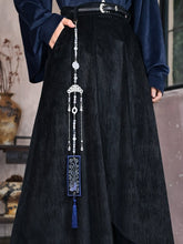 White Chinese Style Beaded Chain - Cloud Accents, Blue Tassel Charm & Goldfish Embroidery Patch