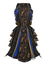 Black and Gold Victorian Goth Mermaid Skirt with Removable Roses Pin and Bead Chain