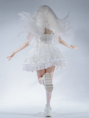 White Gothic Spider Embroidery Corset Top + Skirt + Shrug Shiro Lolita Full Set