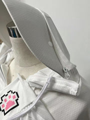 White Jirai Kei Cat Print Sun Protection Hooded Jacket