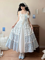 Sea Shell and Starfish Print Lolita Dress White and Blue