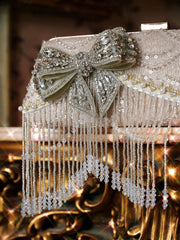 Sparkling Rhinestones Evening Clutch Purse with Handheld Bead Chain