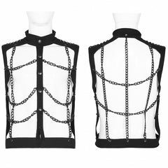 Men's Black Punk Personality Chain Hollow-Out Vest